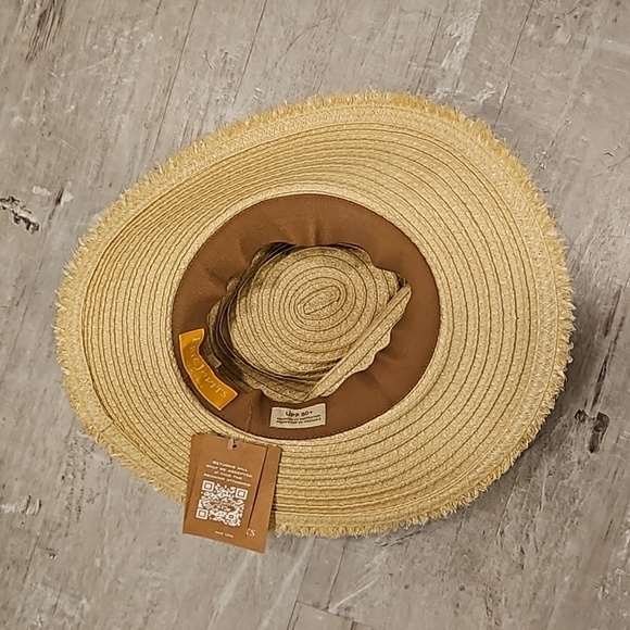 💕ERIC JAVITS💕 Fringe PInch Packable Fedora Squishee Straw Hat ~ Flax Mix NWT - Picture 11 of 16
